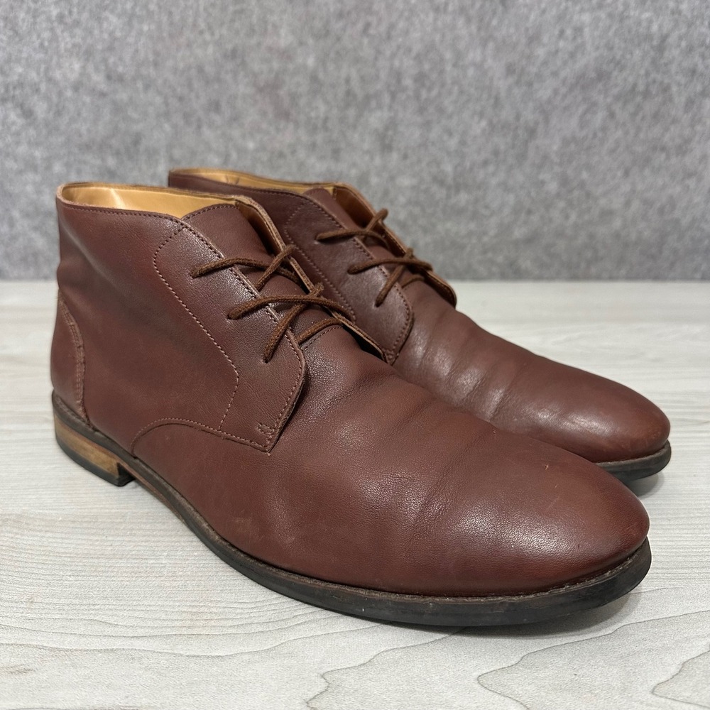 Clarks Flow Top Chukka Boots Mens 10.5 Brown Leather Lace Up Casual Ankle Boots